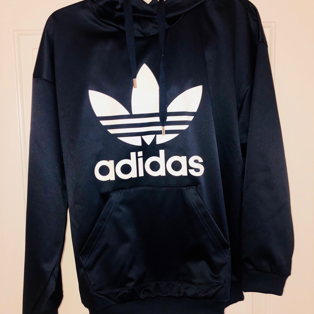 Satin Navy Blue Adidas Hoodie